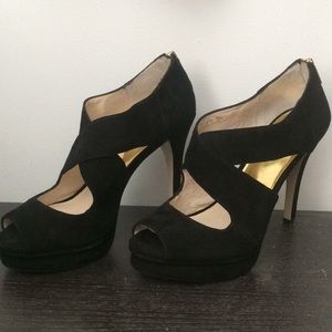 Michael Kors black suede platform heels